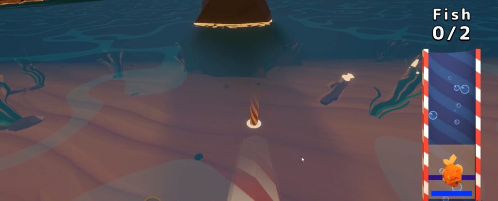 ゲーム「Sip Fisher」のプレイ画面:ストローの中で魚とファイトだ