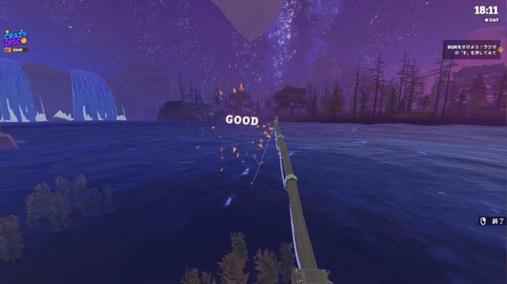 ゲーム「Fish Hunters: Most Lethal Fishing Simulator 🐟」のプレイ画面
餌を選び、竿を振る。そして訪れる魚とのファイト！ここまでは結構チルい釣りゲーなんだけど...