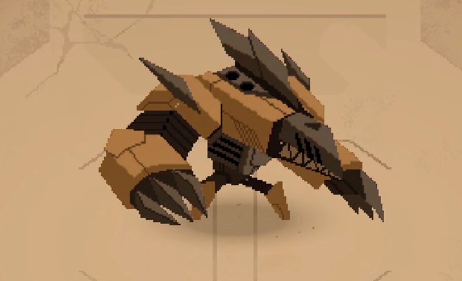 ゲーム「ナノアポスル」のプレイ画面。
３面ボスのモルター