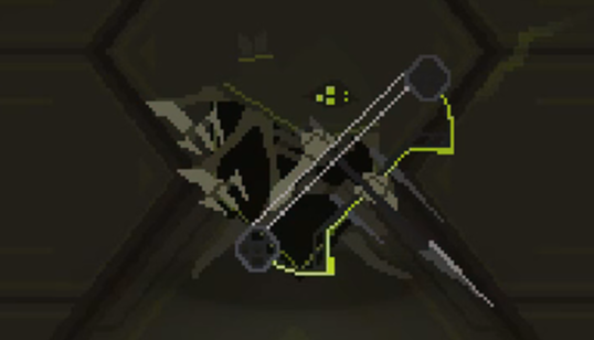 ゲーム「ナノアポスル」のプレイ画面。
５面ボスのハンター