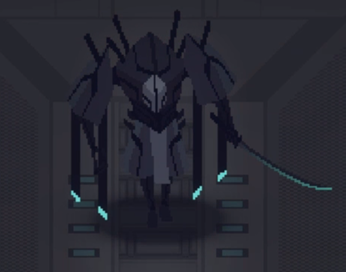 ゲーム「ナノアポスル」のプレイ画面。
ラスボスのクロザン