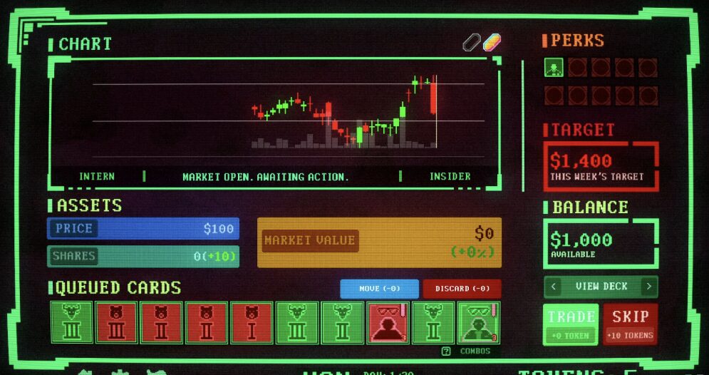 ゲーム「InsiderTrading」のゲーム画面。
